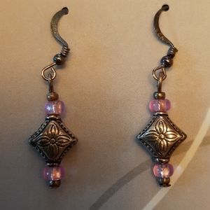 Silver and Pink Earrings